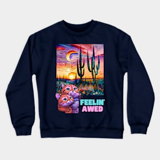 Feelin' Awed (cartoon buddies watching desert sunset) Crewneck Sweatshirt